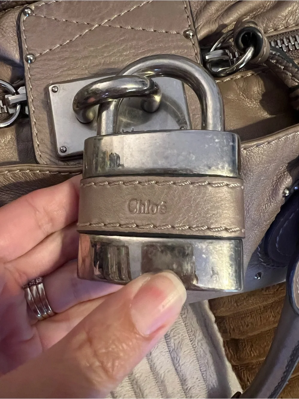 Chloe Paddington Metallic Taupe VGUC!